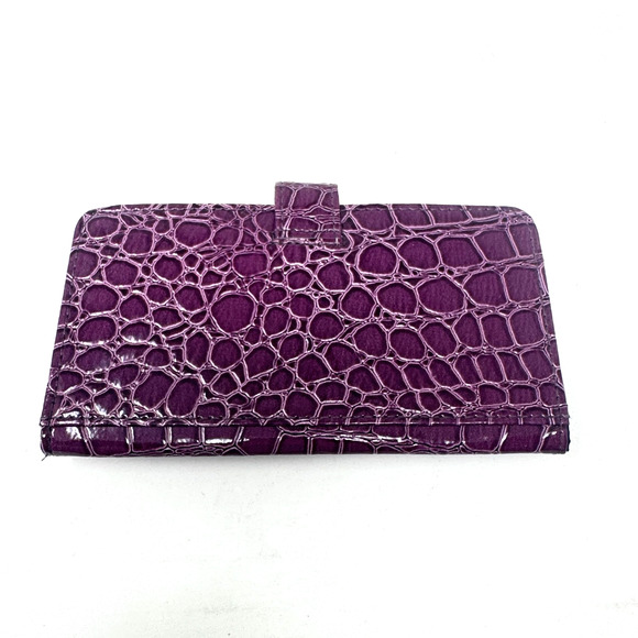 Purple Faux Croc Patent Leather Checkbook Wallet - Picture 4 of 8